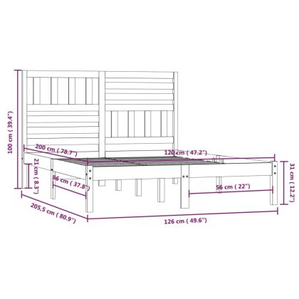 Рамка за легло, масивен бор, 120х200 см