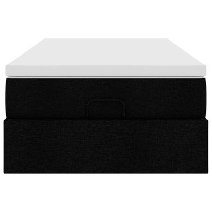 Османска легло с матрак, черно, 80x200 см, плат