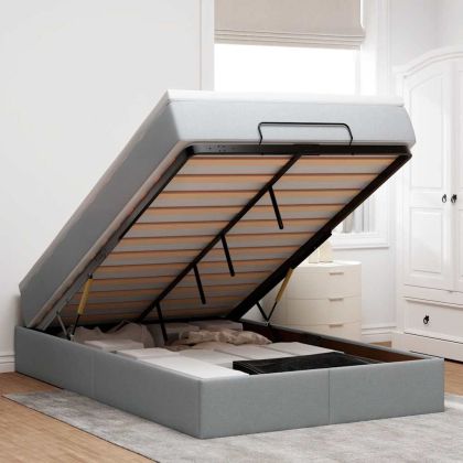 Османска легло с матрак, светлосиво, 120x190 см, плат