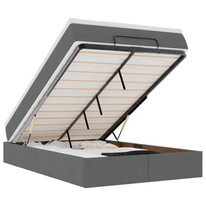 Османска легло с матрак, тъмносиво, 120x190 см, плат