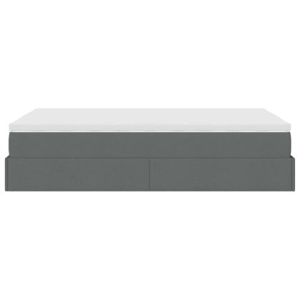 Османска легло с матрак, тъмносиво, 120x190 см, плат