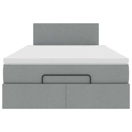 Османска легло с матрак, светлосиво, 120x190 см, плат