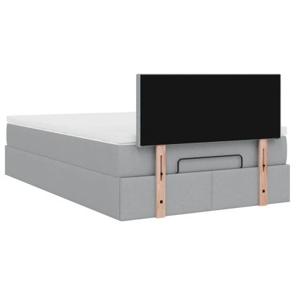 Османска легло с матрак, светлосиво, 120x190 см, плат