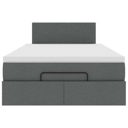 Османска легло с матрак, тъмносиво, 120x190 см, плат