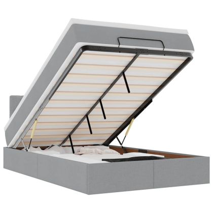 Османска легло с матрак и LED, светлосиво, 120x190 см, плат