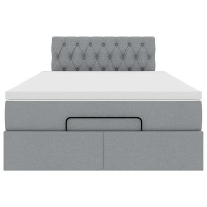 Османска легло с матрак и LED, светлосиво, 120x190 см, плат