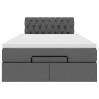 Османска легло с матрак и LED, тъмносиво, 120x190 см, плат