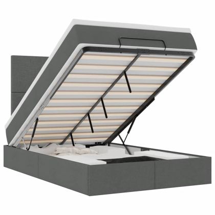 Османска легло с матрак, тъмносиво, 120x190 см, плат