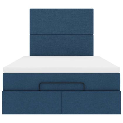 Османска легло с матрак, синьо, 120x190 см, плат