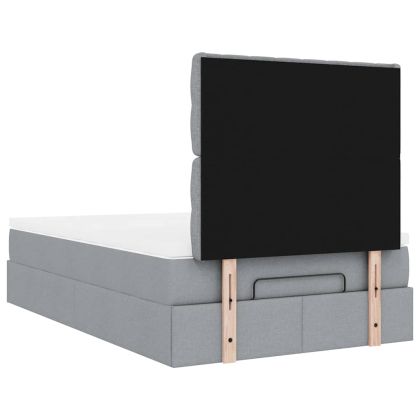 Османска легло с матрак, светлосиво, 120x190 см, плат