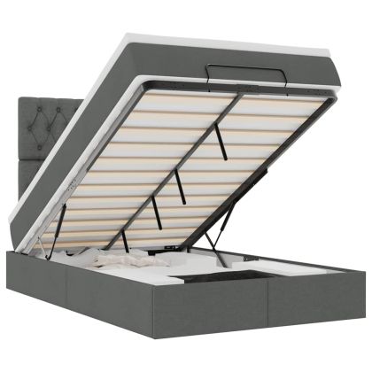 Османска легло с матрак, тъмносиво, 120x190 см, плат