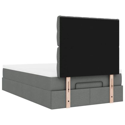 Османска легло с матрак, тъмносиво, 120x190 см, плат