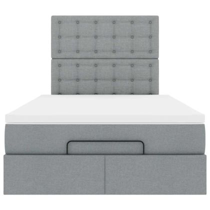 Османска легло с матрак, светлосиво, 120x190 см, плат