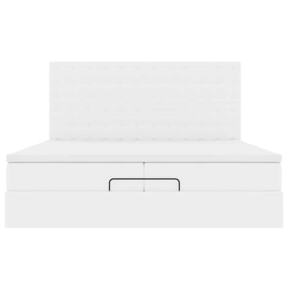 Османска легло с матраци&LED, бяло, 200x200 см, изкуствена кожа