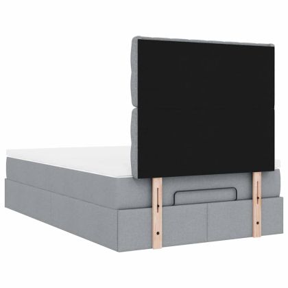 Османска легло с матрак и LED, светлосиво, 120x190 см, плат