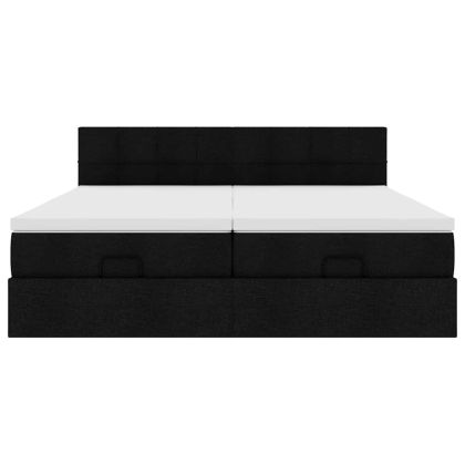 Османска легло с матраци и LED, черно, 160x200 см, плат