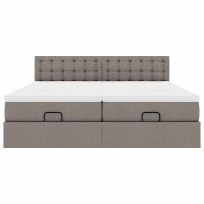 Османска легло с матраци и LED, таупе, 160x200 см, плат