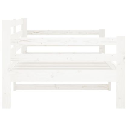 Дневно легло без матрак, бял, 80x200 см, борово дърво масив