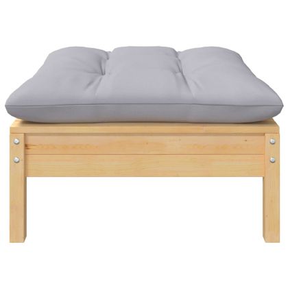 Градински лаундж комплект сиви възглавници 5 части бор масив