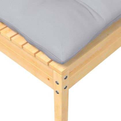 Градински лаундж комплект сиви възглавници 7 части бор масив