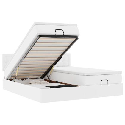 Османска легло с матраци, бяло, 180x200 см, изкуствена кожа