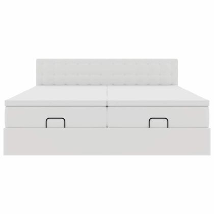 Османска легло с матраци, бяло, 180x200 см, изкуствена кожа