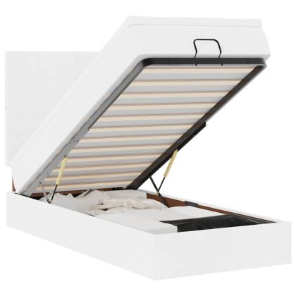 Османска легло с матрак, бяло, 90x200 см, изкуствена кожа