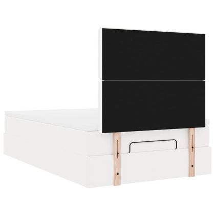 Османска легло с матрак, бяло, 120x190 см, изкуствена кожа