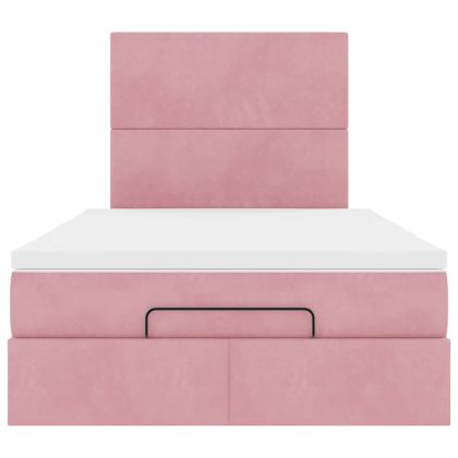 Османска легло с матраци, розово, 120x190 см, кадифе