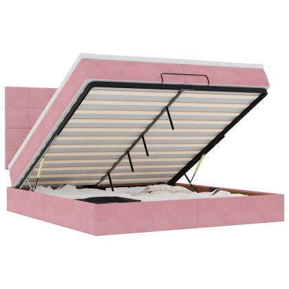 Османска легло с матраци, розово, 200x200 см, кадифе