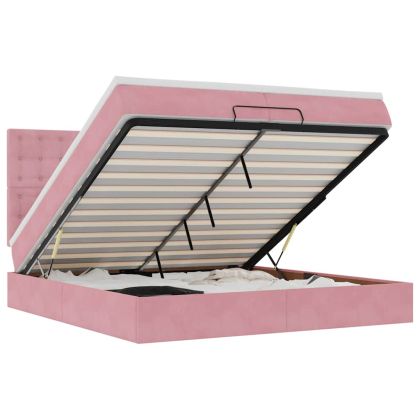 Османска легло с матраци, розово, 200x200 см, кадифе