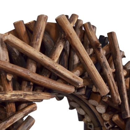 Стенно огледало 60 см тиково кръгло