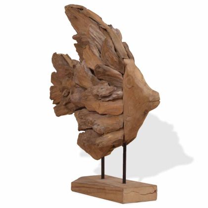 Скулптура на риба Тиково дърво 40x12x57 см