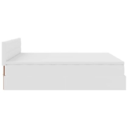 Османска легло с матраци&LED, бяло, 200x200 см, изкуствена кожа