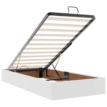 Османска легло с матрак, бяло, 100x200 см, изкуствена кожа