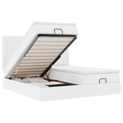 Османска легло с матраци, чисто бяло, 200x200см изкуствена кожа