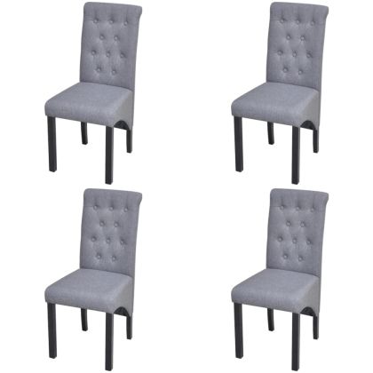 Трапезни столове, 4 бр, светлосиви, текстил