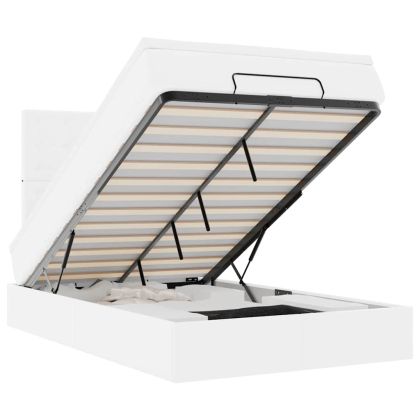 Османска легло с матрак&LED, бяло, 120x200 см, изкуствена кожа