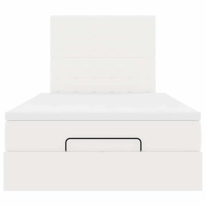 Османска легло с матрак&LED, бяло, 120x200 см, изкуствена кожа