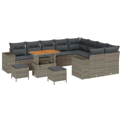 Градински Софа Комплект с възглавница със съхранение 12 pcs Сив