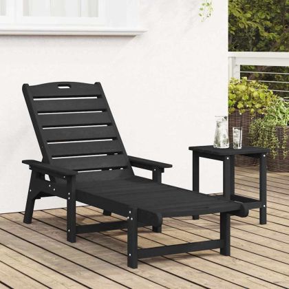 Шезлонг Черно 195,5 x 53 x 98,5 см HDPE