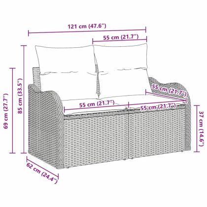 Градински диван с възглавница Бежово 121 x 62 x 69см полиратан