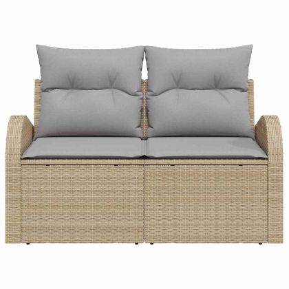 Градински диван с възглавница Бежово 124 x 62 x 69 см полиратан