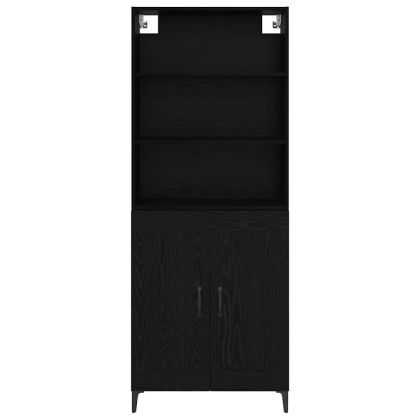 Висок шкаф 2 pcs Черен дъб Инженерно дърво