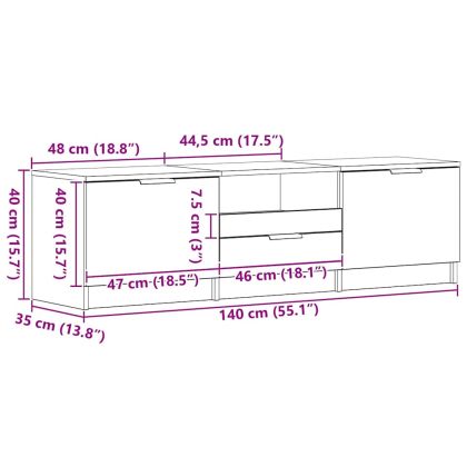 ТВ шкаф с чекмедже 140 x 35 x 40 см Инженерно дърво