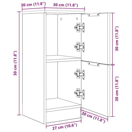 Служебен шкаф 2 pcs Черния дъб 30 x 30 x 70 см Инженерно дърво
