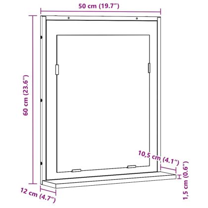 Огледало Старо дърво 50 x 12 x 60 см Стъкло и инжектирано дърво