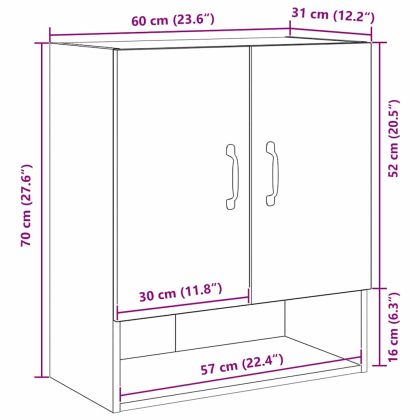 Стенен шкаф Черния дъб 60 x 30 x 70 см Инженерно дърво