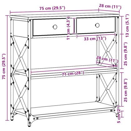 Конзолна маса Старо дърво 75 x 28 x 75 см