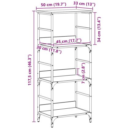 Рафт за книги Черния дъб 50 x 33 x 117,5 см Инженерно дърво